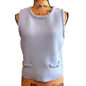Endless Rose‎ Womens Preppy Braided Sleeveless Knit Vest Top Light Blue Medium
